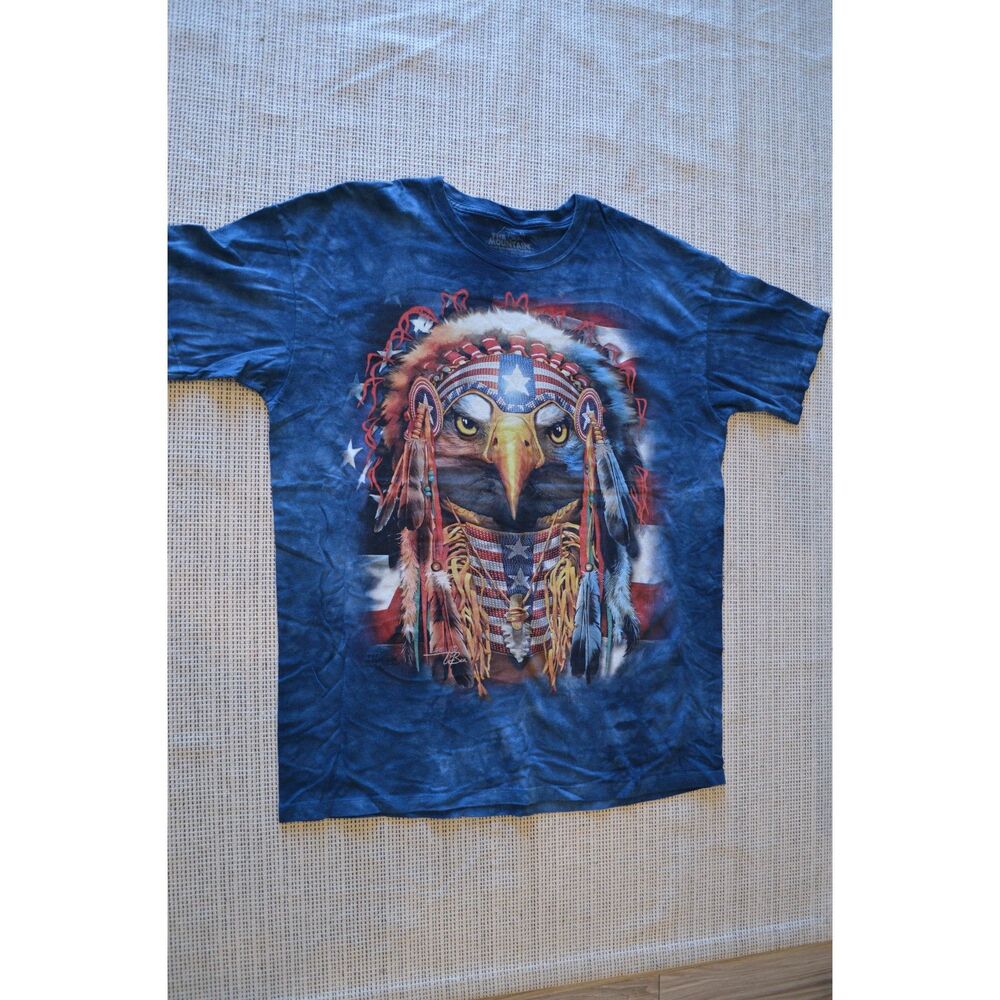 Vintage The Mountain Eagle Native American Shirt XL Tie Dye USA Antonia Neshev